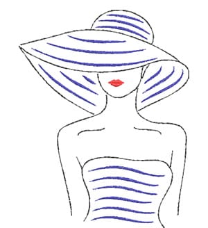 Line Art Modern Stylish Young Lady with Blue Hat