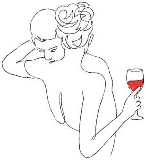 Minimalist line art with Romantic Man and Woman Couple