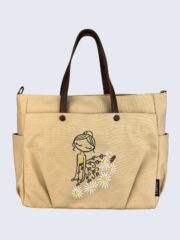 Embroidered Shoulder Bag Cute Princess Girl Ballerina Line Art