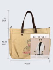 Embroidered Shoulder Bag Cute Princess Girl Ballerina Line Art - Image 4