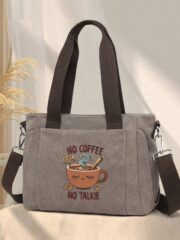 Shoulder Bag Embroidered Funny Humor Coffee Quotes Sign Coffee Lovers Gifts - Image 2