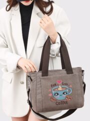 Shoulder Bag Embroidered Funny Humor Coffee Quotes Sign Coffee Lovers Gifts - Image 3
