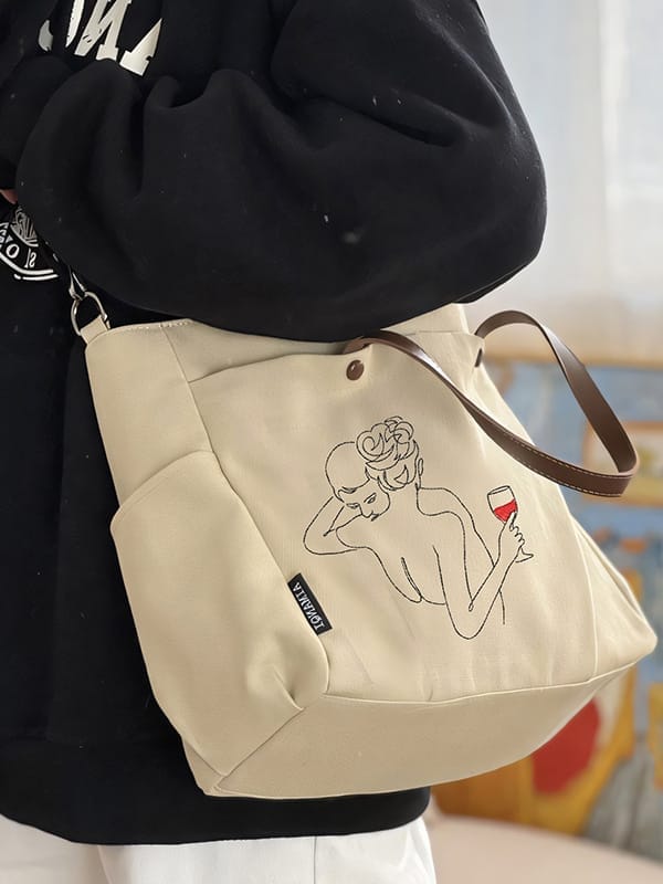 Charming Embroidered bag Connections Discover Our Minimalist Artwork!