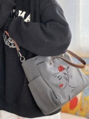 Chic and Unique Get Your Embroidered Feminine Face Tote Now!