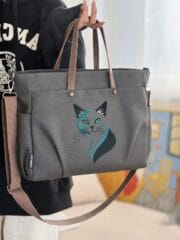 Embroidered Minimalist Meets Whimsical-Order Now This Art Cat Theme Toe Bag