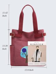 Embroidery Purple Bag Modern Art Aesthetic Boho Flower Plants Canvas - Image 4