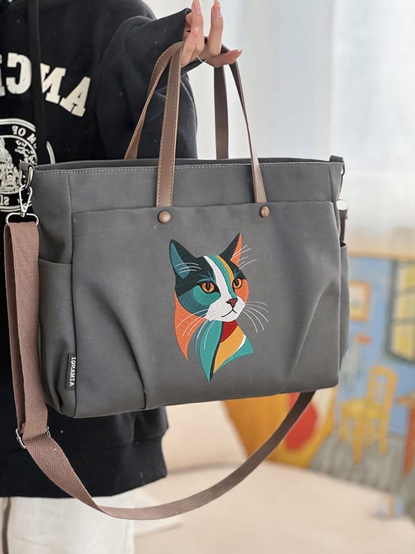 Sleek and Stylish Cat Theme Embroidered Bag Get Yours Now!