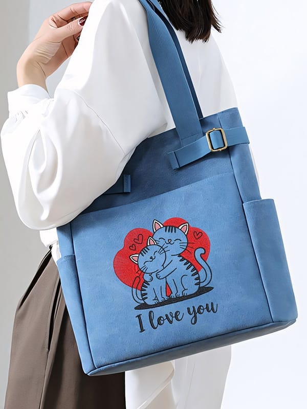 Surprise Your Partner with Our Loving Cat Embroidered Bag!