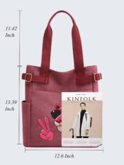 Urban Streetwear Pink Panther Theme Embroidered Burgundy Shoulder Toe Bag - Image 4