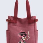 Unleash Your Style Grab the Pink Panther Embroidered Theme Toe Shoulder Bag