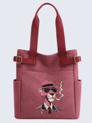 Unleash Your Style Grab the Pink Panther Embroidered Theme Toe Shoulder Bag