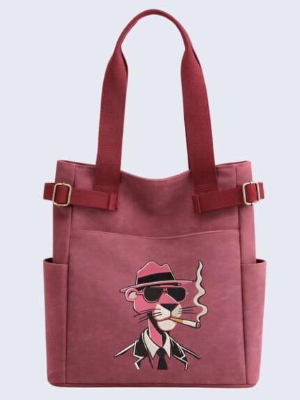 Unleash Your Style Grab the Pink Panther Embroidered Theme Toe Shoulder Bag