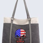 Celebrate in Style-Grab Your Gothic USA Flag Embroidered Bag