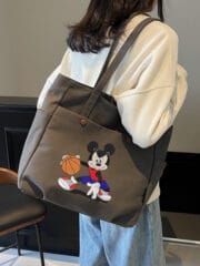 Dribble into Style with Mickey Mouse Cartoon Theme Embroidered Tote Bag