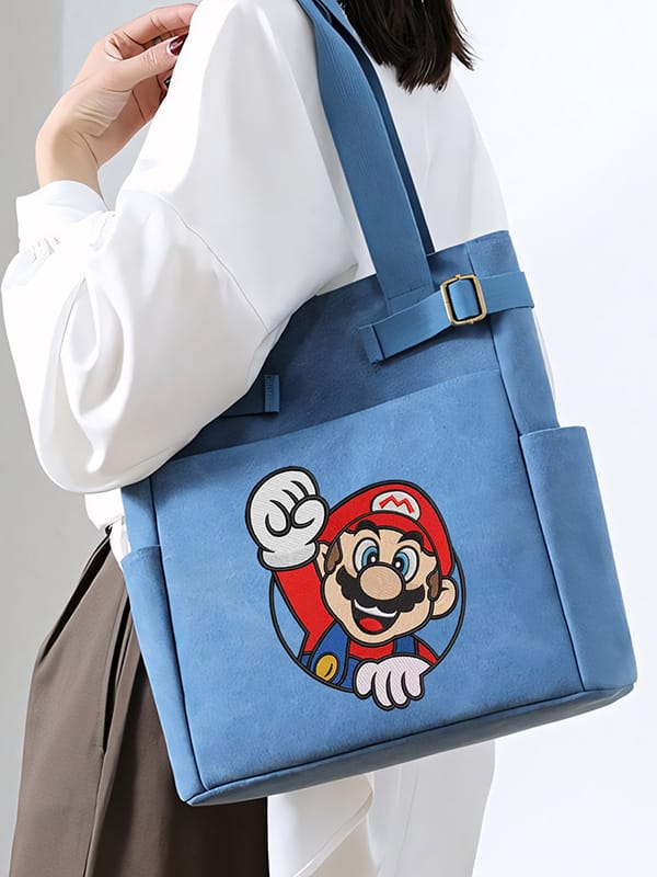 Explore the World of Mario with This Fun Embroidered Tote Bag Mobile