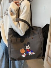 Disney Mickey Mouse Playing Basketball Cartoon Theme Fashion Embroidered Tote Bag - Image 3