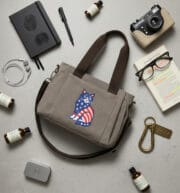 Embroidered Shoulder Bag Patriotic Meowica 4th of July American Cats Independence Day - Image 2