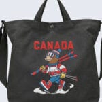 Retro Cartoon Mascot Embroidered Canvas Tote Bag - Funny Food Puns - 1930s Rubber Hose Style Shopper (Copy)