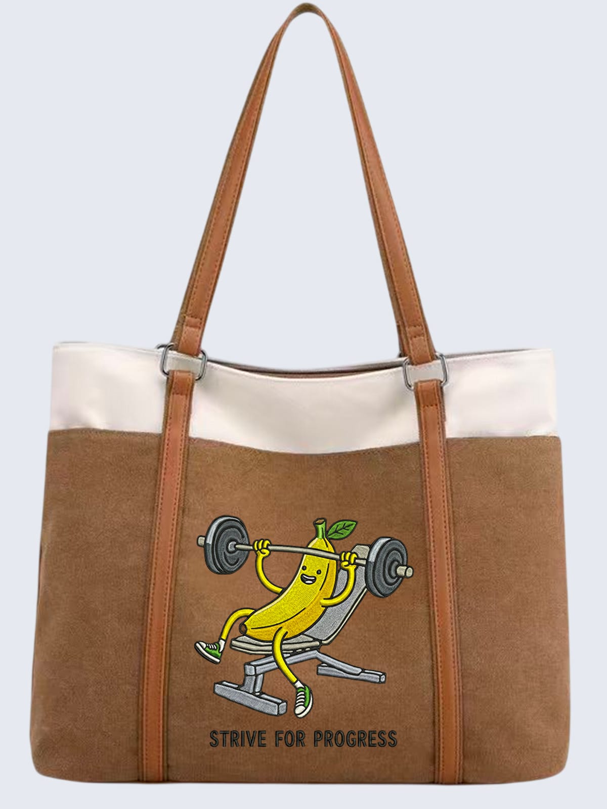 13408 Retro Cartoon Mascot Embroidered Canvas Tote Bag - Funny Food Puns (Copy) - Image 1