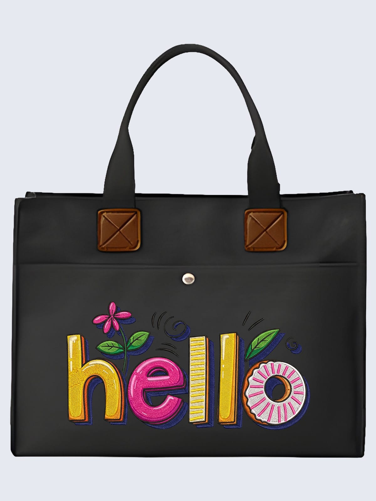 main Retro Cartoon Mascot Embroidered Canvas Tote Bag - Image 1