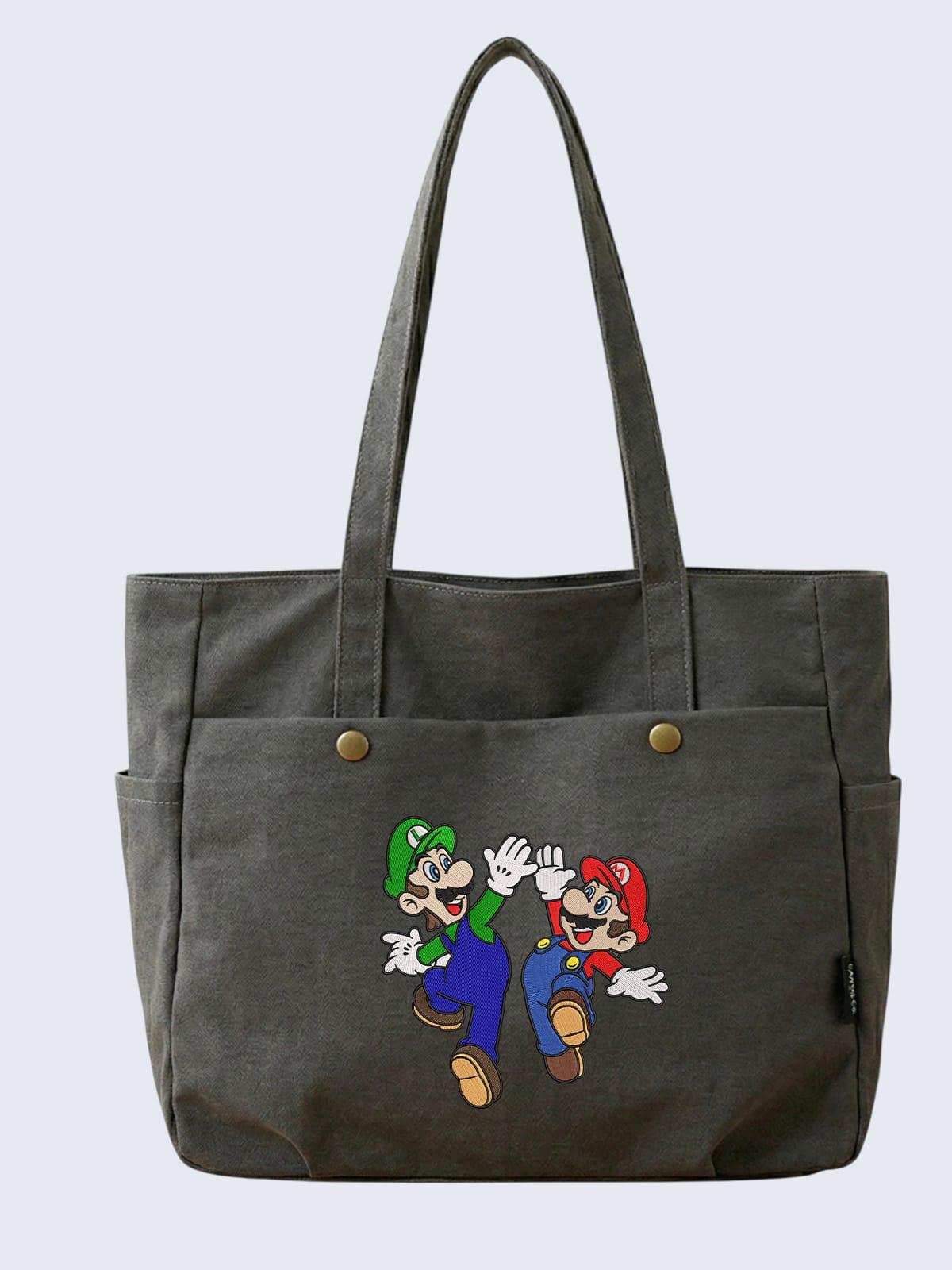 main Retro Cartoon Mascot Embroidered Canvas Tote Bag - Image 1